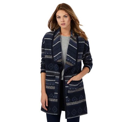 The Collection Navy diamond patterned blanket coat